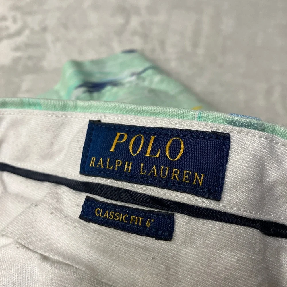Polo Ralph Lauren Shorts Classic Fit Marlin Fishing Linen Blend Mens 40
